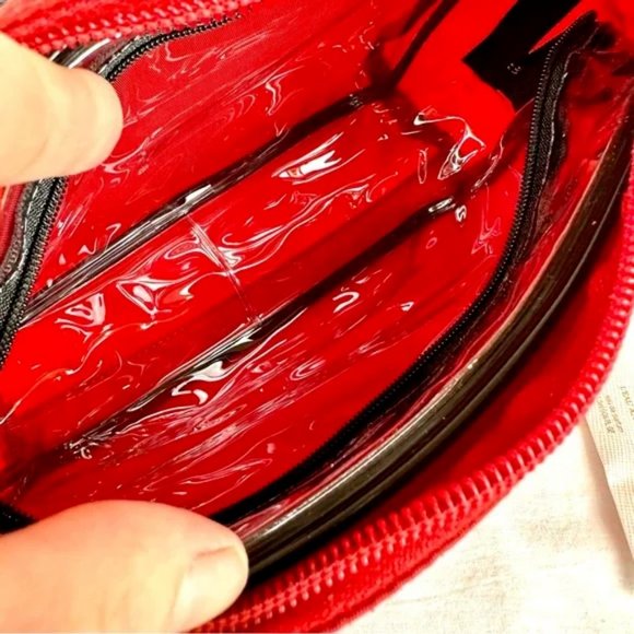 ⭐️PRADA Red Nylon Pouch Crossbody Bag with chain and clear insert - Picture 9 of 16